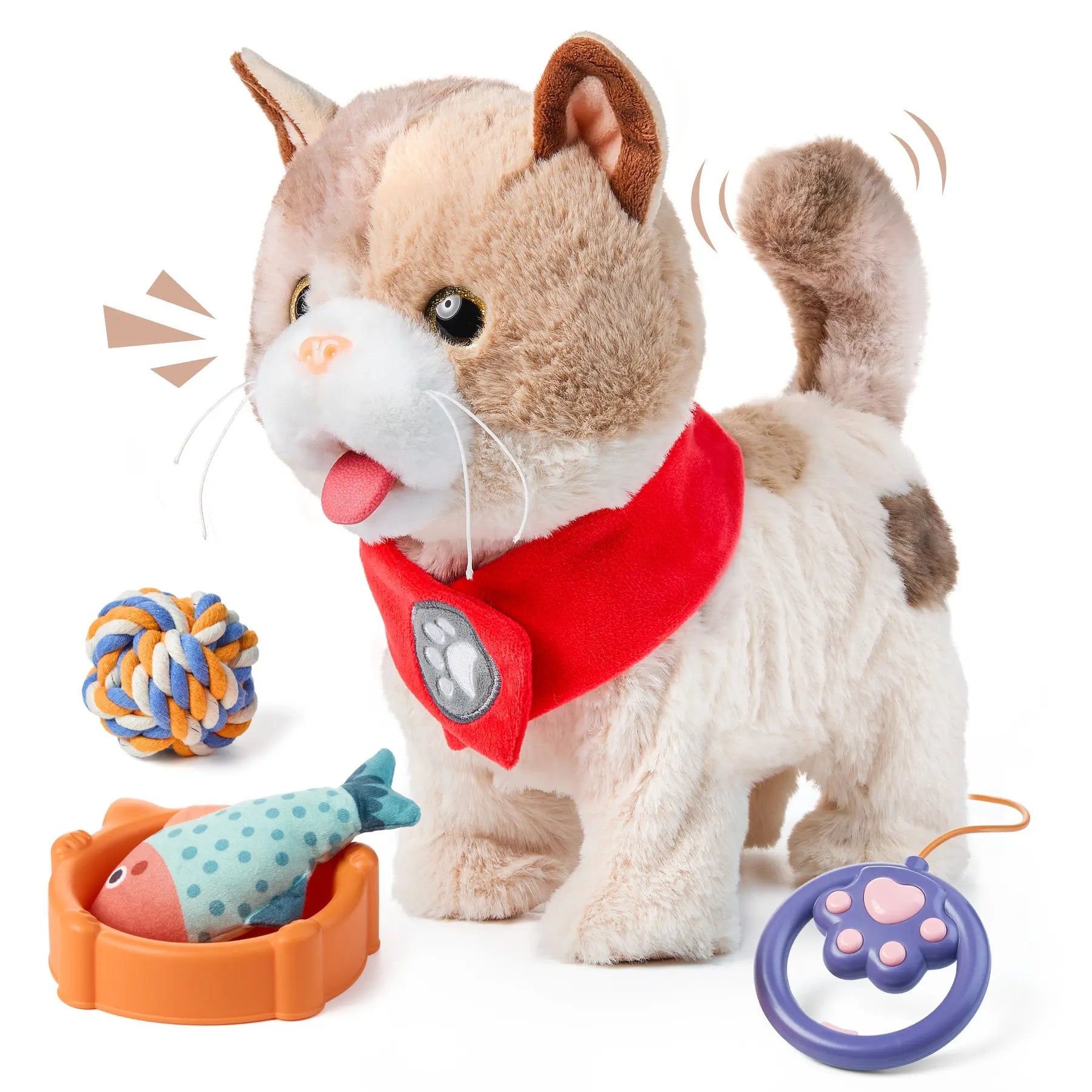Chat peluche interactive qui marche avec laisse – Cadeau enfant