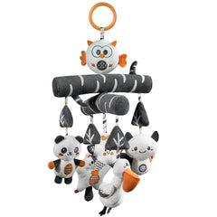 <tc>Mobile à suspendre noir et blanc pour stimulation sensorielle (Hochet intégré)</tc>