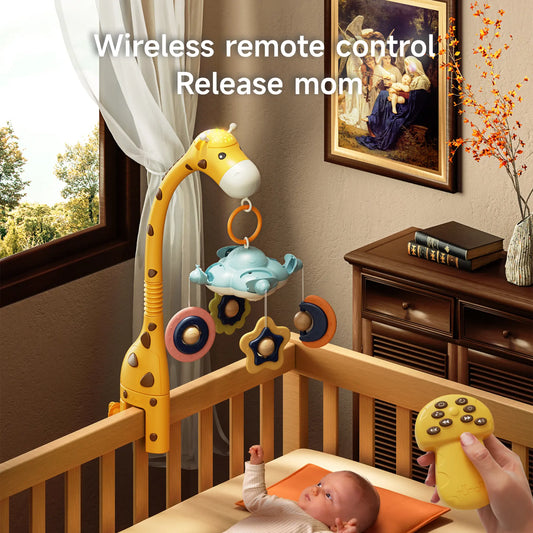 Mobile pour lit bébé, jouets de berceau avec télécommande, veilleuse de projection, musique, bruit blanc, jouets de girafe pour nouveau-né de 0 mois et plus