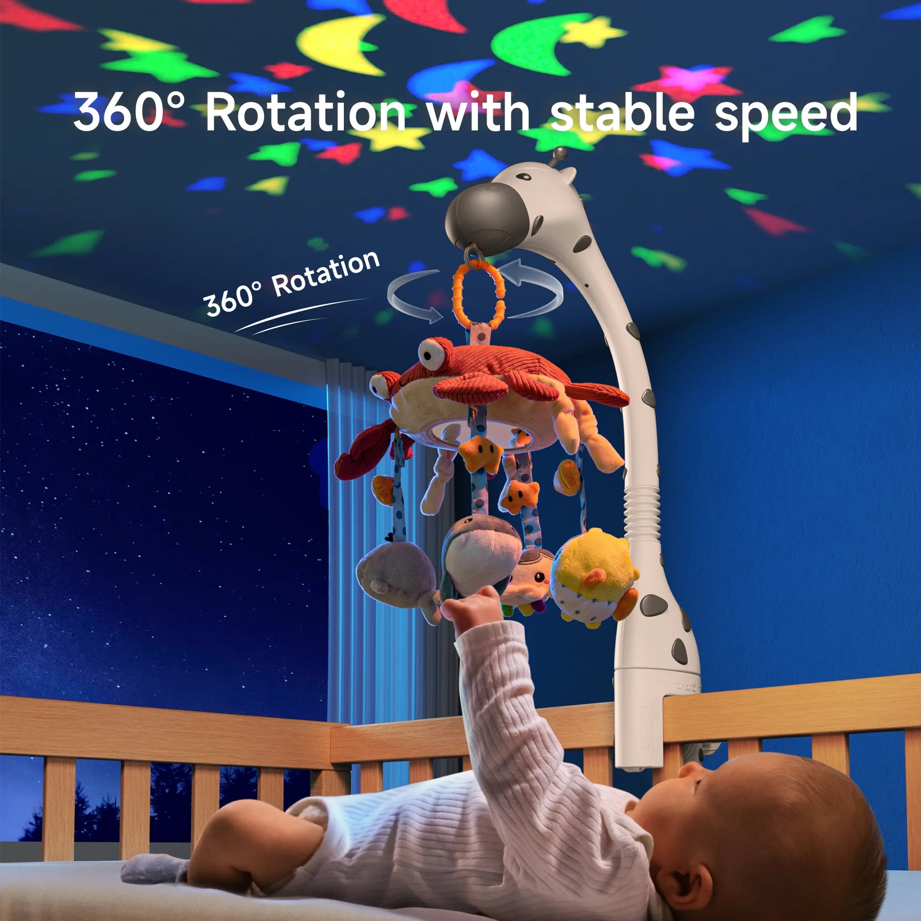 Mobile pour berceau avec des lumières et de la musique, des jouets apaisants pour les nouveau-nés