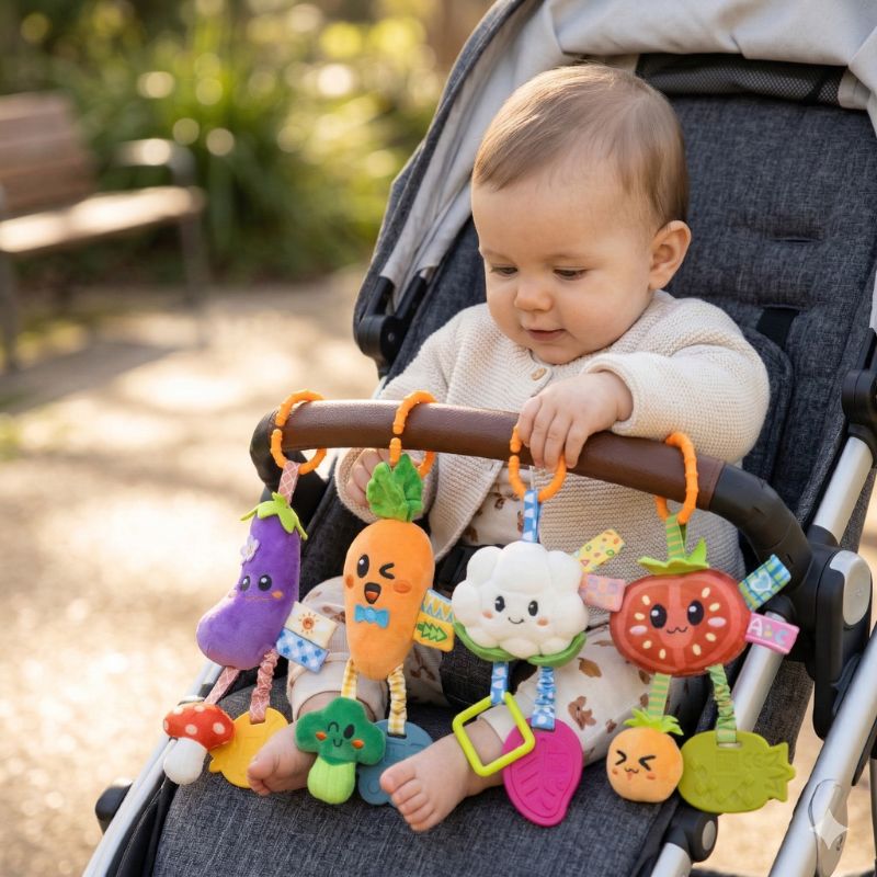 Hanging Plush Baby Rattle with Teether TM460