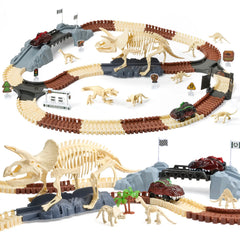 <tc>Circuit de course dinosaure fossile pour enfants avec voitures jouets</tc>