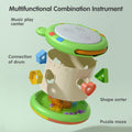 Toys musicaux 3-en-1 - tambour de bébé, trieur de forme et jeu de puzzle