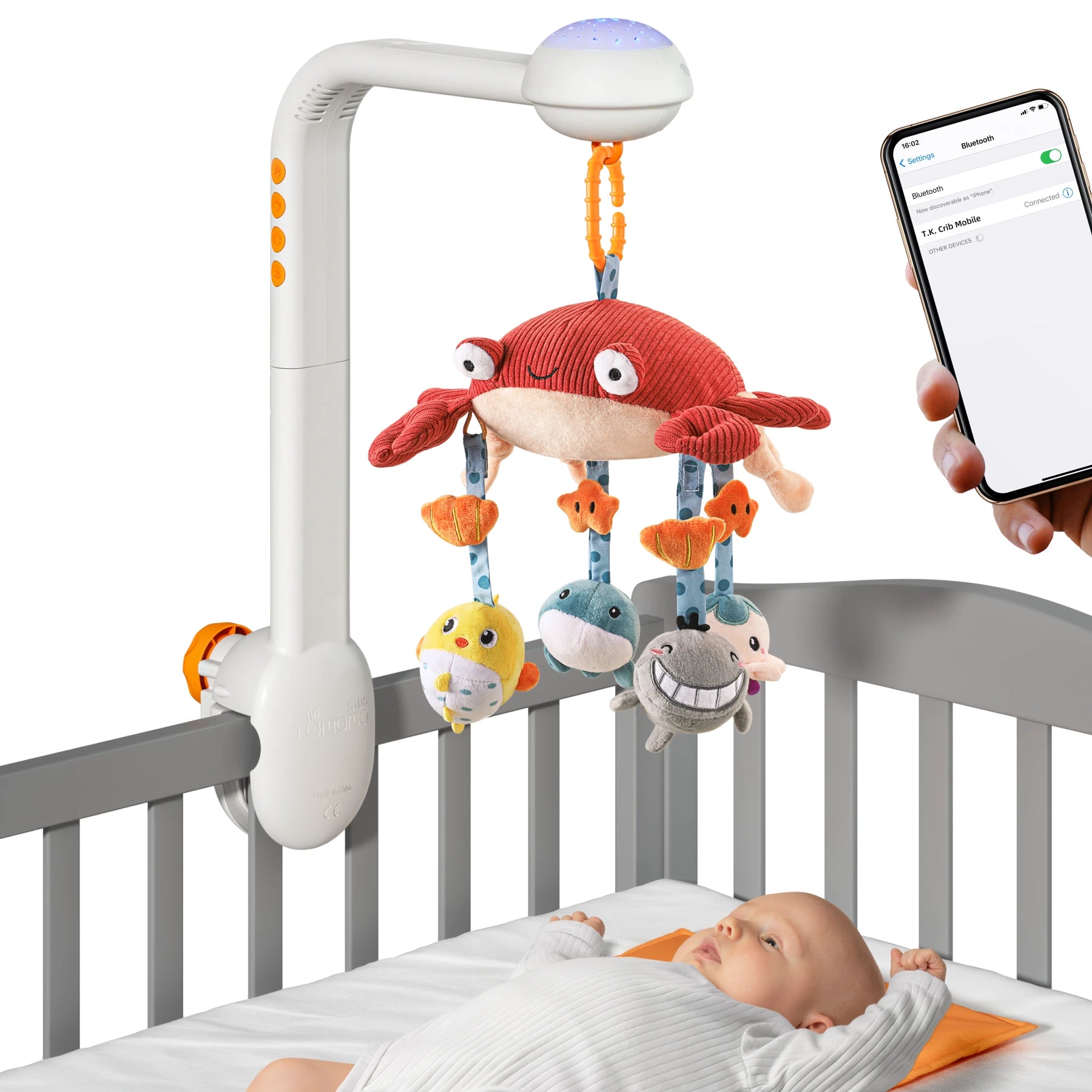 Bluetooth Crib Toy Suspension Crib with Projection Nightlight