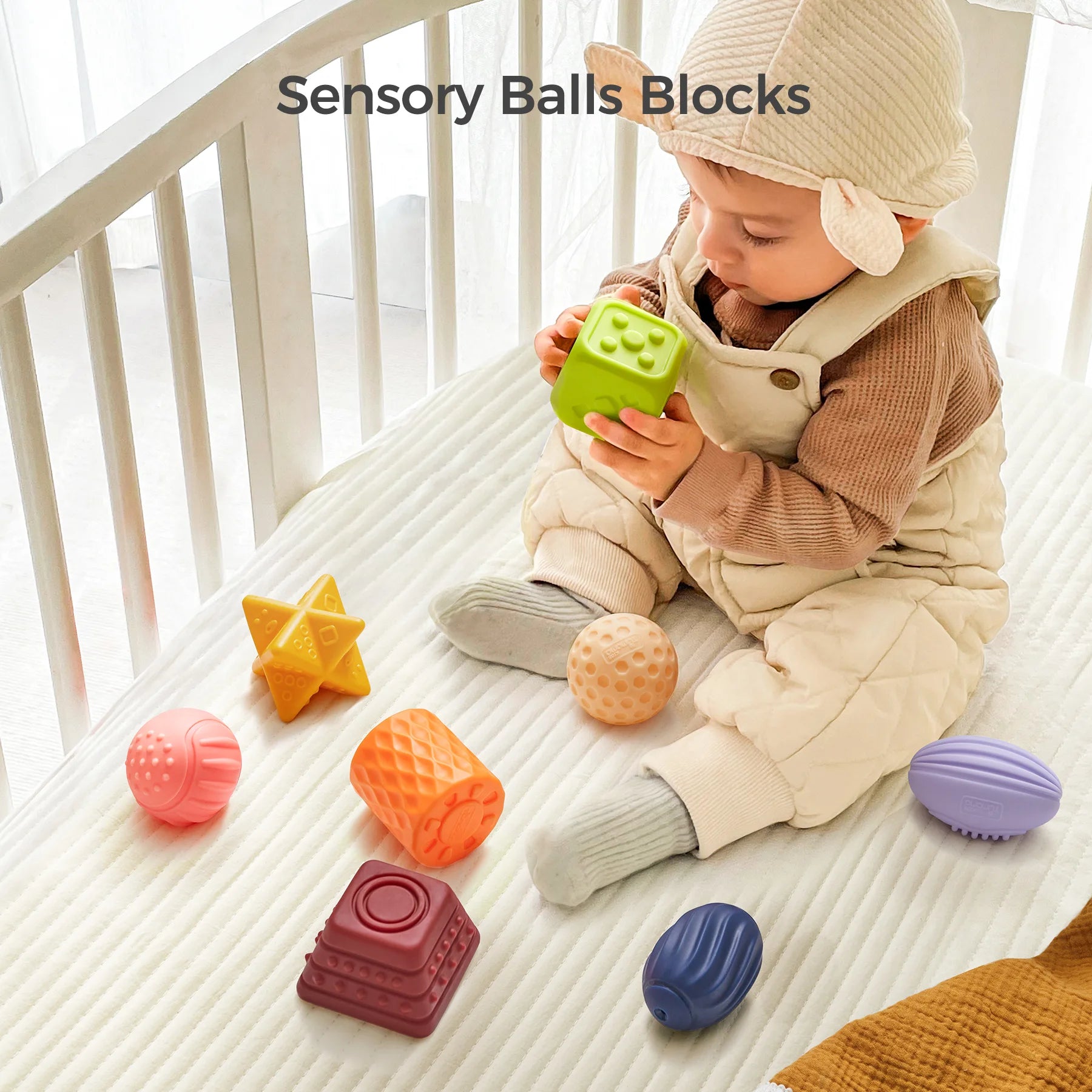Jouets de dentition sans BPA - boules sensorielles douces pour nourrissons