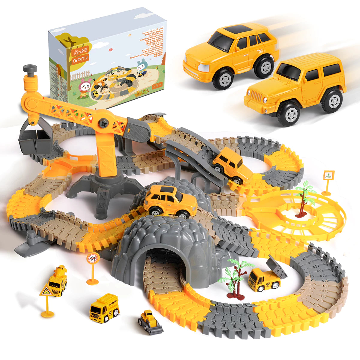 Ensemble de jouets de piste de course sur le thème de la construction pour les enfants