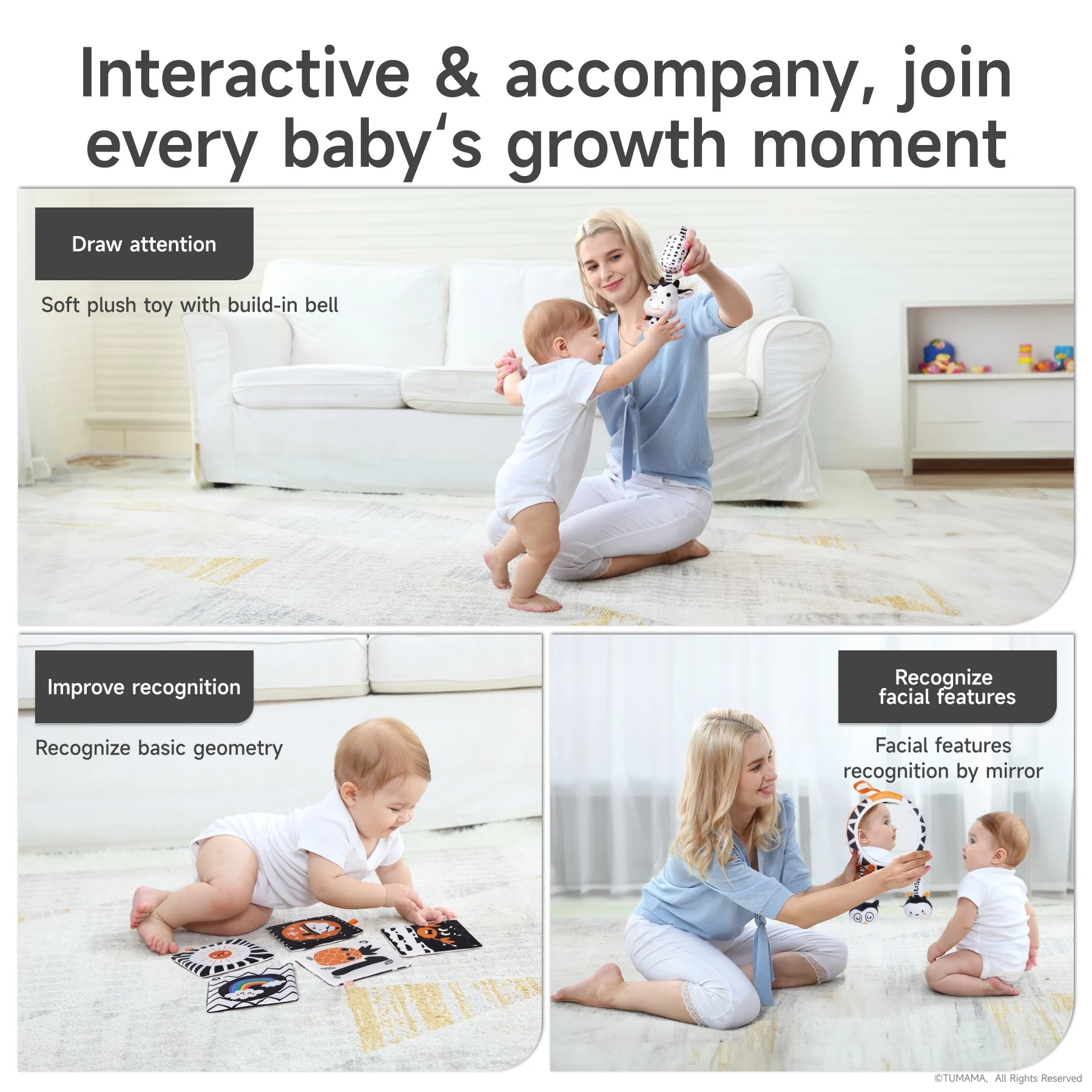 Ensemble de jouets pour bébé à contraste élevé noir et blanc