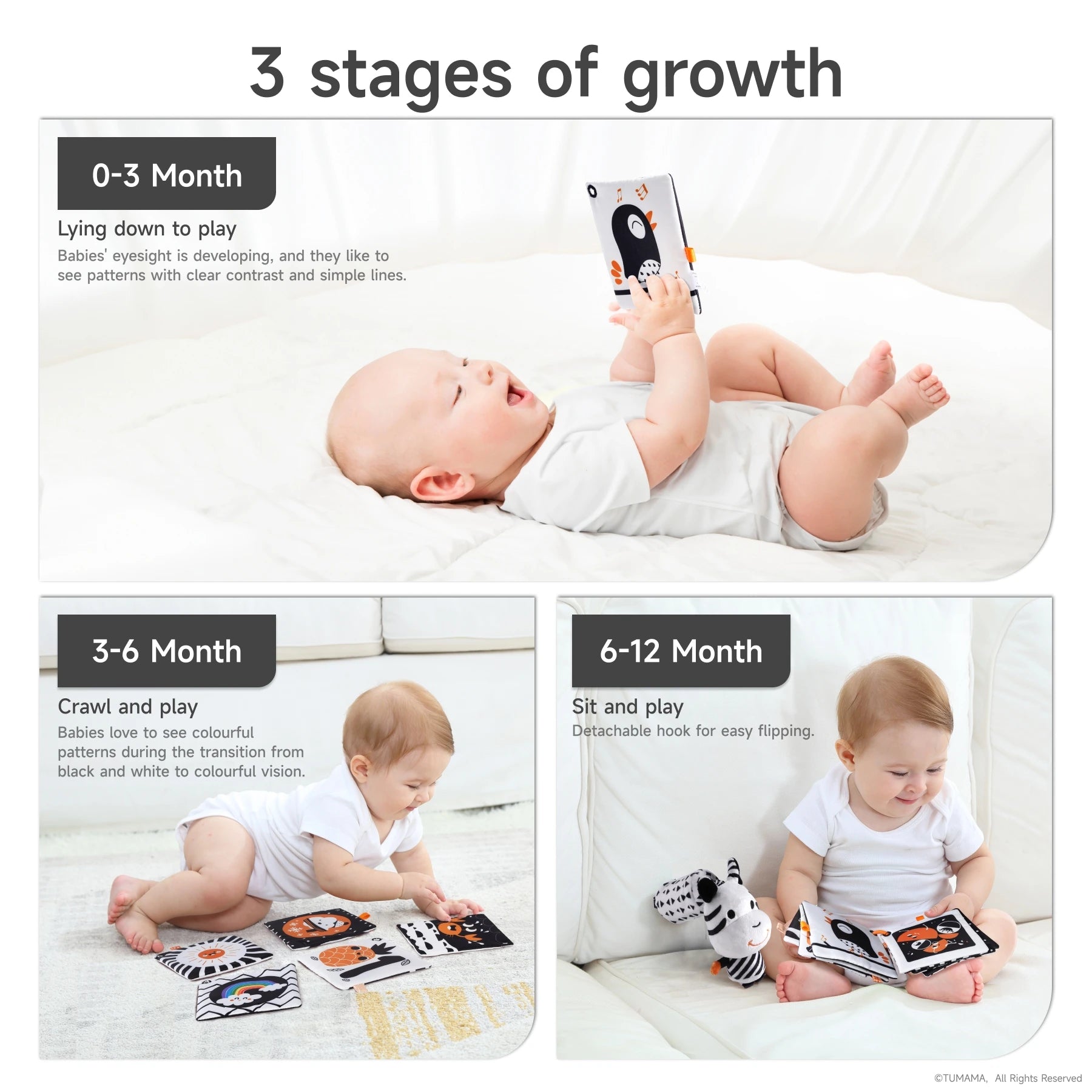 Ensemble de jouets pour bébé à contraste élevé noir et blanc