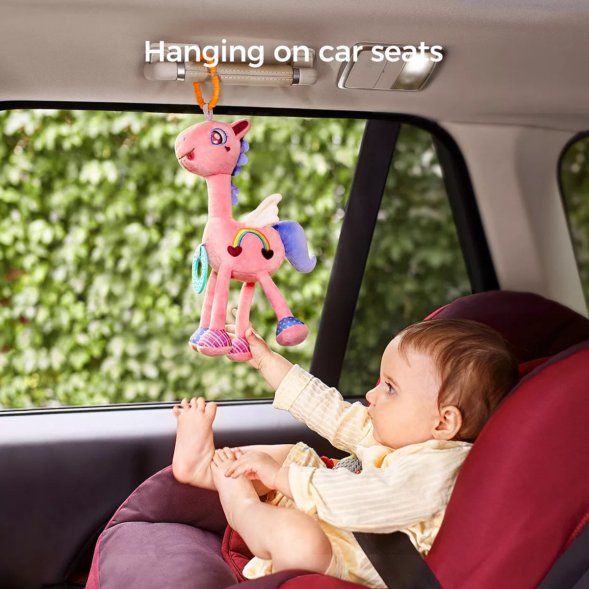 Jouet en peluche suspendu avec Teether et hochet pour le berceau, la poussette et le siège d'auto