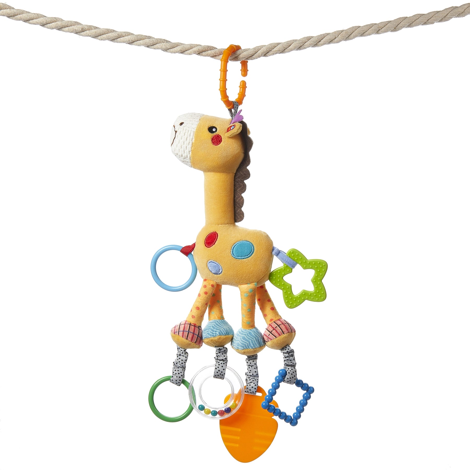 Jouets suspendus pour bébé, hochet en peluche girafe zèbre, anneau de dentition, siège de voiture grinçant, ensemble de jouets pour poussette
