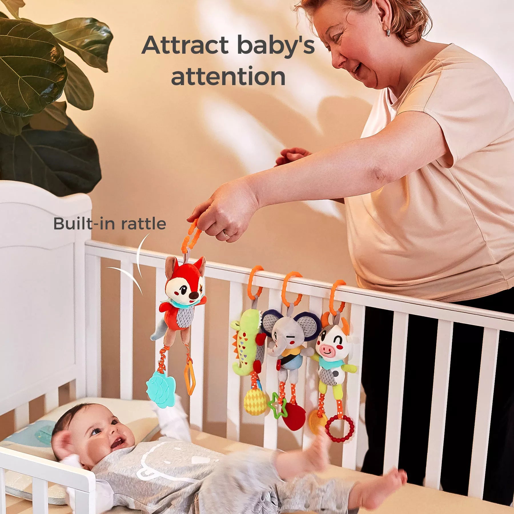 Ensemble de jouets à hochet bébé en peluche doux pour le berceau, la poussette et le siège d'auto