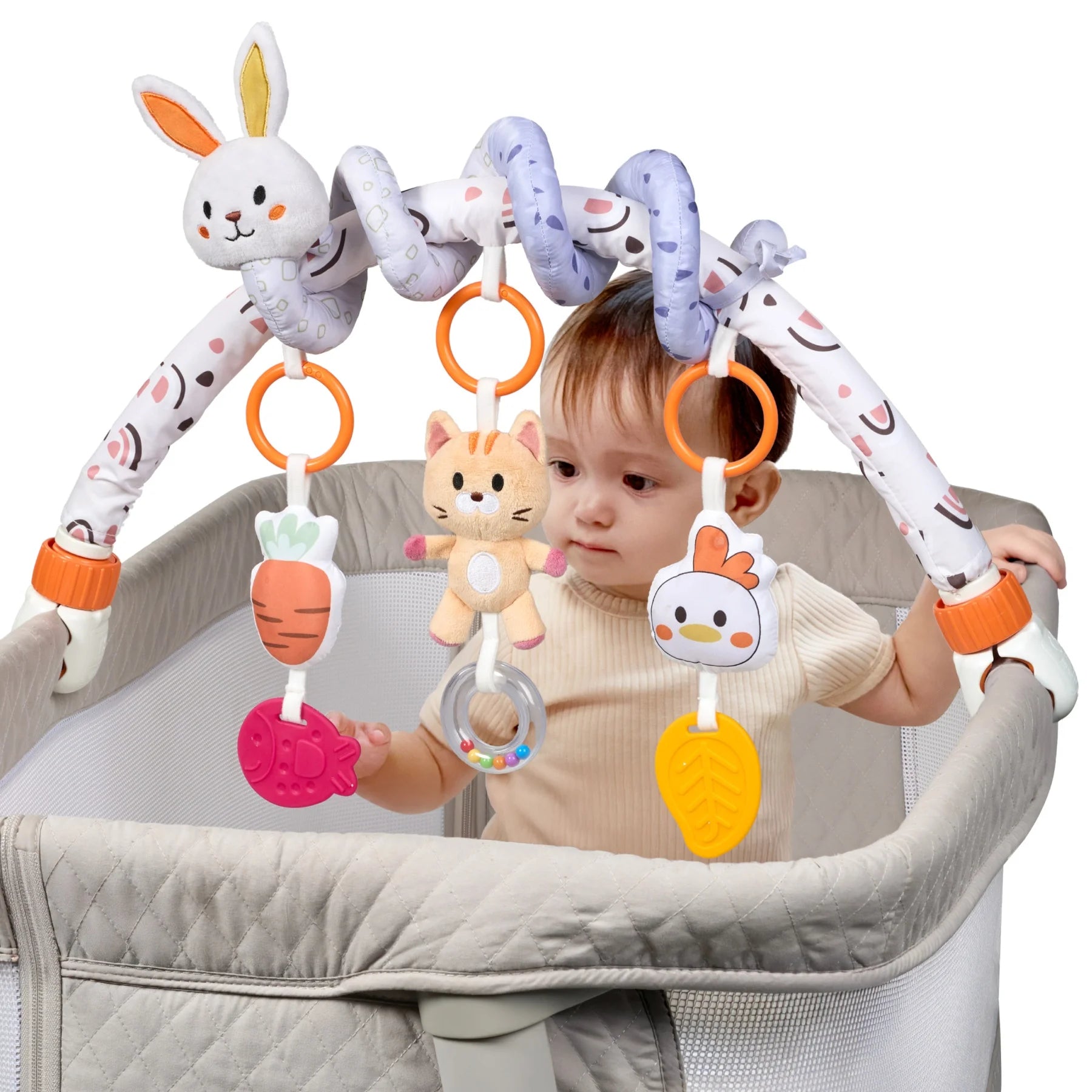 Bunny Plush Spiral Car Seat Toy Set