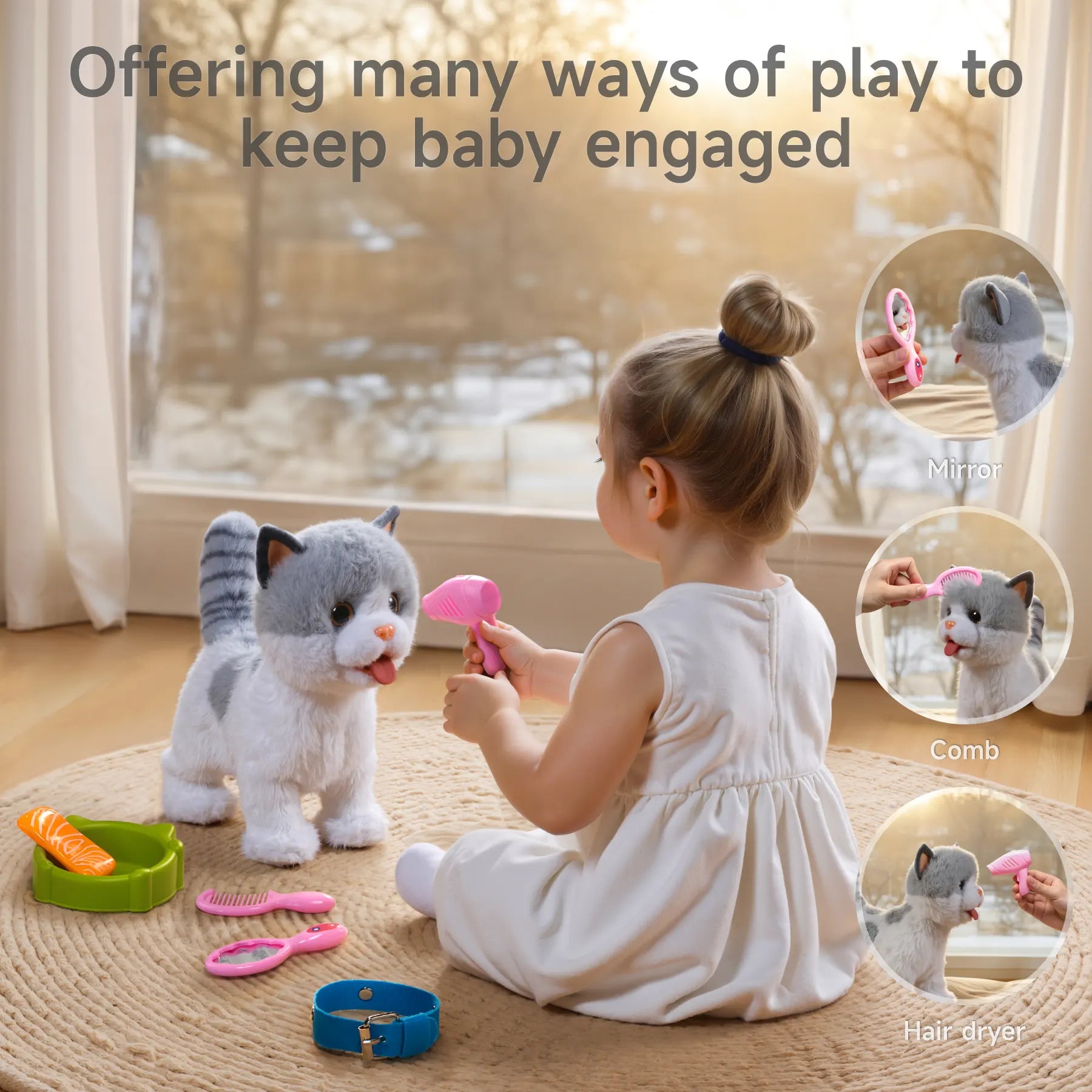 Leash-Included Walking Cat Toy for Kids