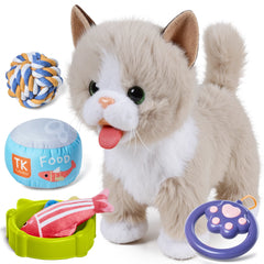 <tc>Chat peluche interactif réaliste qui marche et miaule – Cadeau enfant</tc>