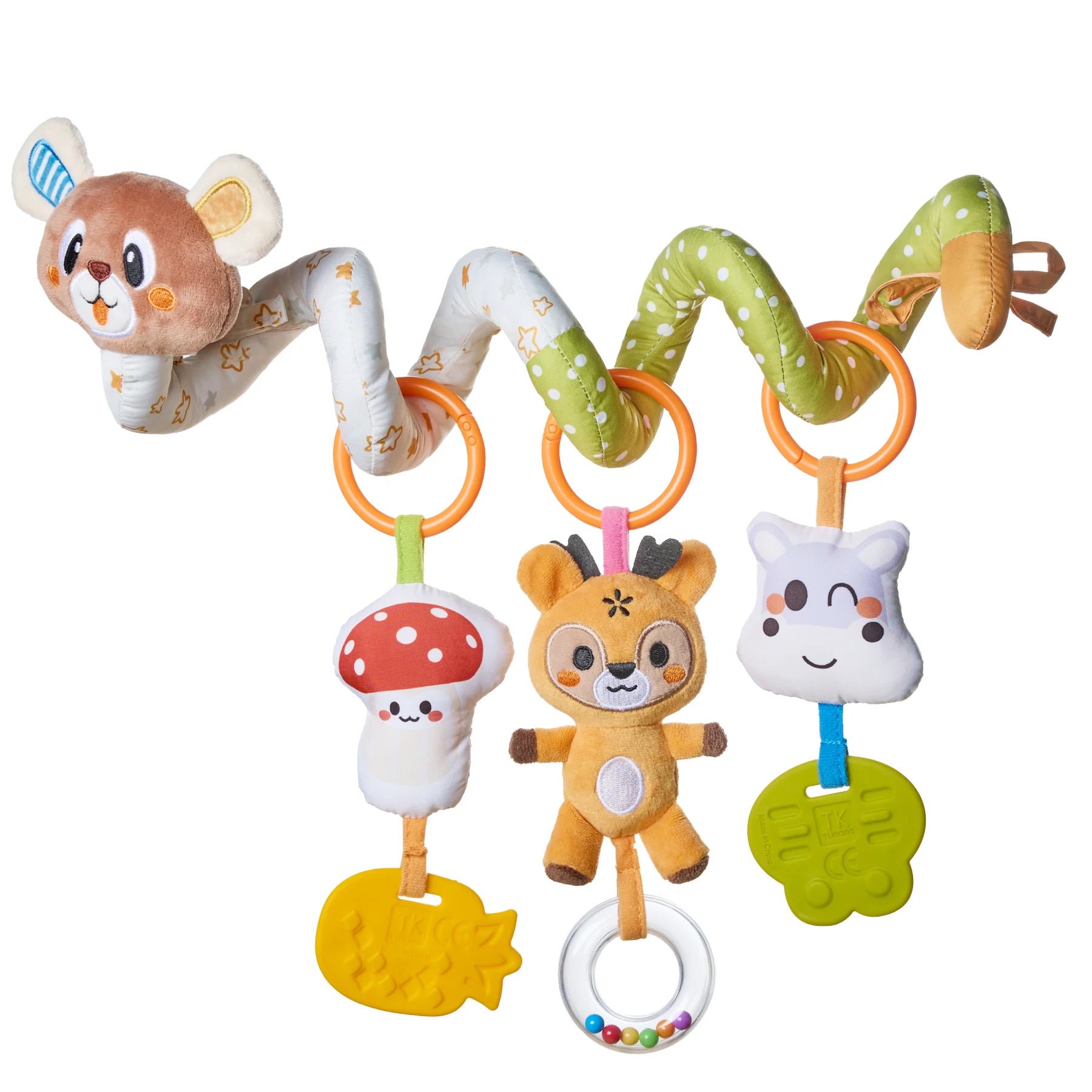 Ensemble de jouets pour bébé en forme d'arche et de siège d'auto en spirale avec des animaux mignons, des sons et des anneaux de dentition pour le jeu et le confort