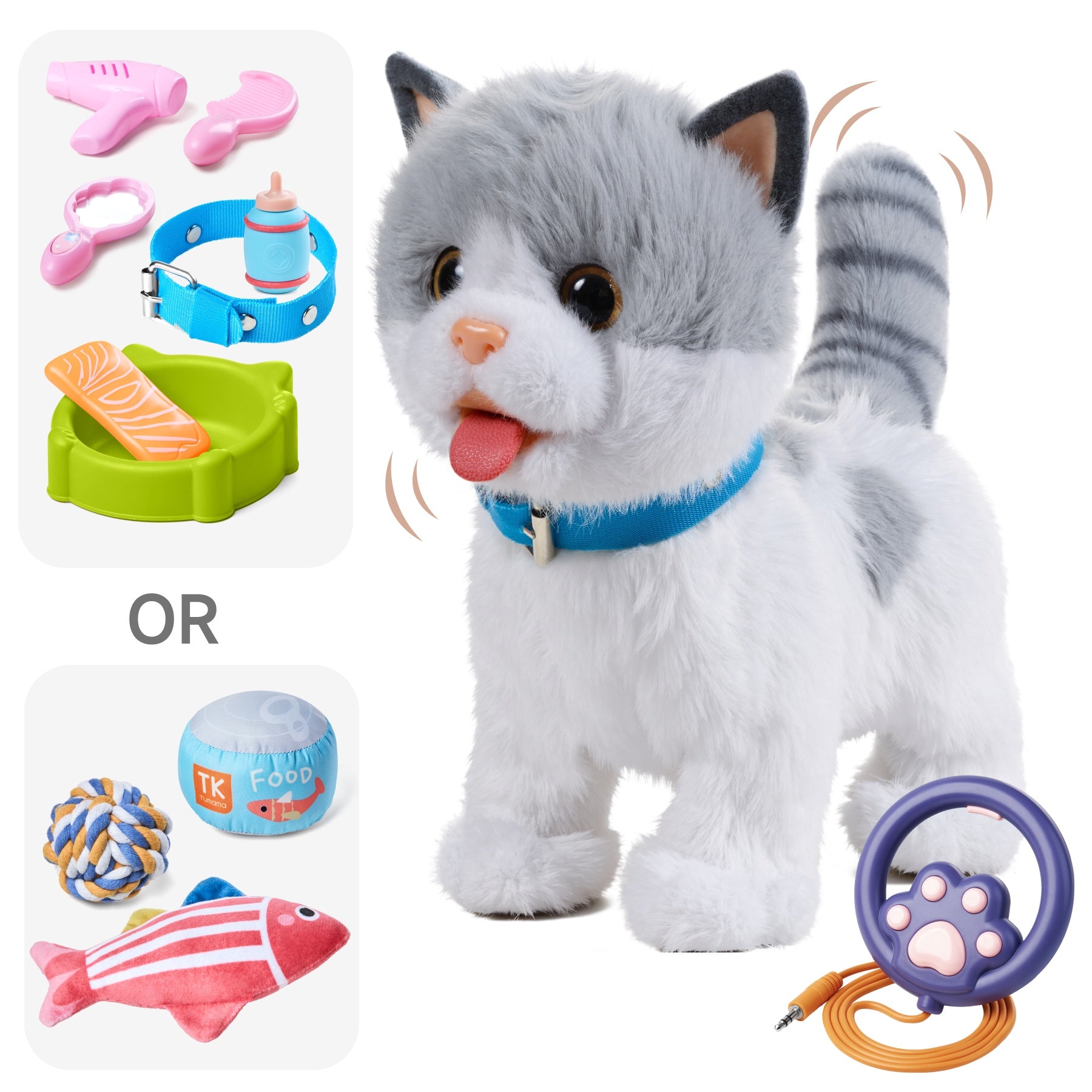 <tc>Chat peluche interactif qui marche et miaule – Cadeau enfant</tc>
