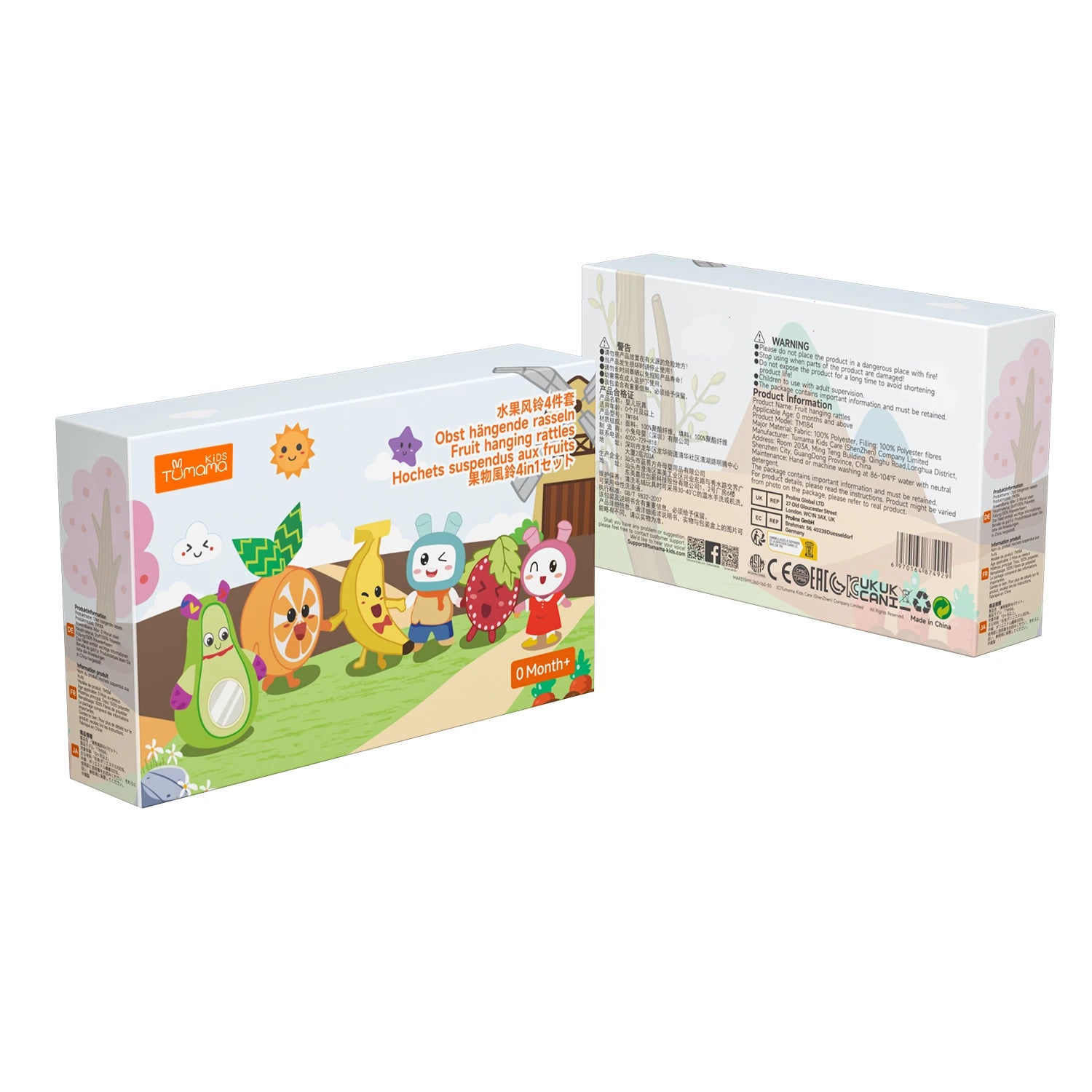 <tc>Suspension pour arche d'éveil en forme de fruits avec hochet intégré</tc>