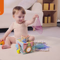 Baby Montessori Tissue Box jouet avec queue texturée, des tissus en tissu et miroir de frappe