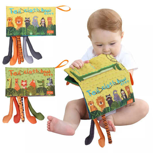 Livres en tissu, jouets sensoriels, queues de jungle douces, couineur et son froissé, livre occupé, jouet d'apprentissage pour bébés de 3 mois et plus