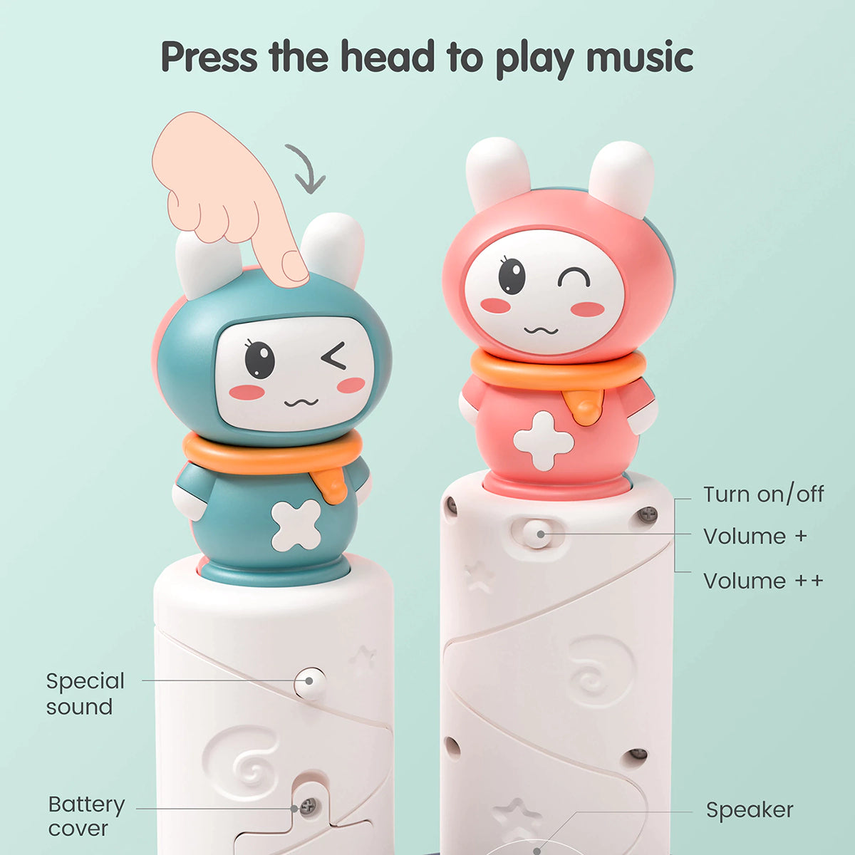 Baby musical stacking toy press zhe head to play music