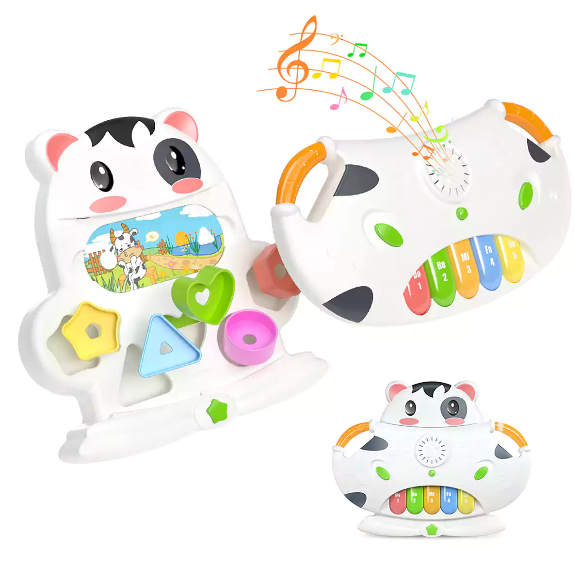 Jouets musicaux pour bébé, jouet piano vache, jouet interactif d'apprentissage précoce, lumière et son, instrument de musique pour bébés de 3 mois et plus