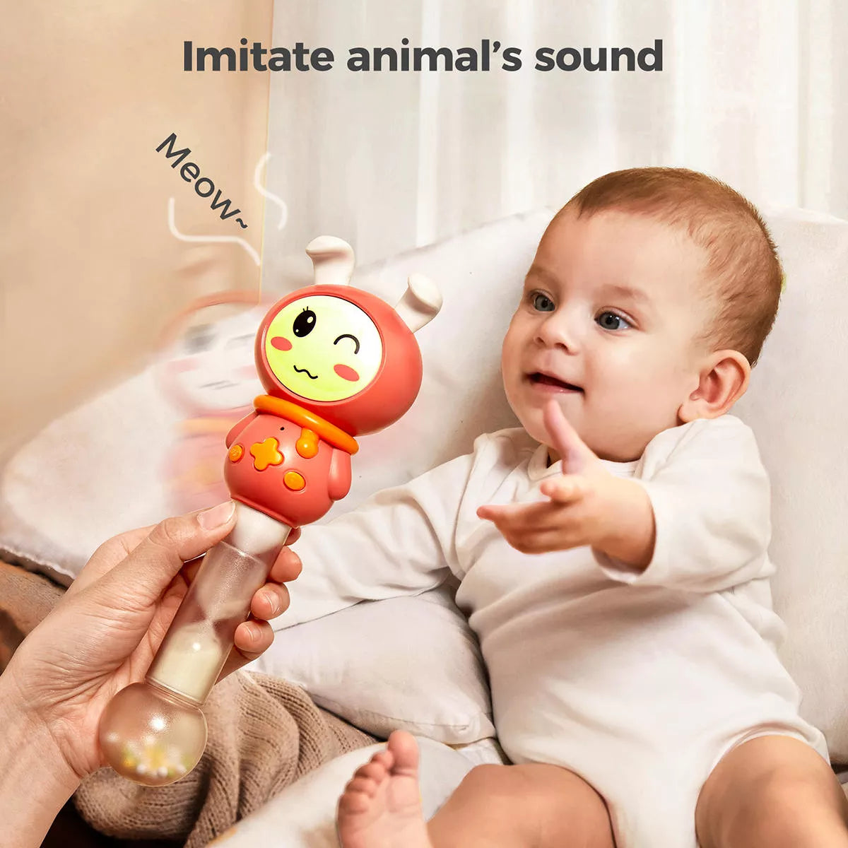 Jouet hochet shaker pour bébé, instruments de musique, jouet sonore sensoriel avec lumière, jouet éducatif précoce pour bébé de 6 mois et plus